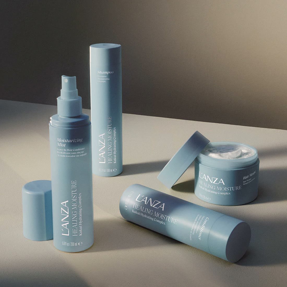 Flacons uit de Healing Moisture lijn van L’ANZA